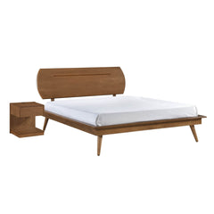 Country Casual Style Full Size Platform Bed with Oval Headboard 1pc Wooden Bedroom Furniture