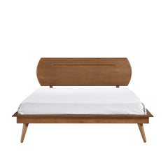 Country Casual Style Full Size Platform Bed with Oval Headboard 1pc Wooden Bedroom Furniture