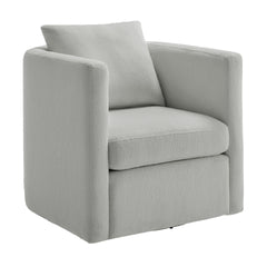 Sutton Light Grey Performance Fabric Swivel Barrel Chair