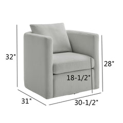 Sutton Light Grey Performance Fabric Swivel Barrel Chair