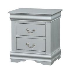 1pc Traditional Classic Platinum Finish 2-Drawers Nightstand Wooden Bedroom Furniture