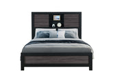 SOLUTO GREY AND BLACK BOOKCASE QUEEN BED