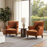 Eloise 30" Pleated Sock Arm Accent Armchair, Burnt Orange Performance Velvet