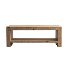 47.24" Rustic 2-Tier Rectangle Coffee Table - Solid Wood & MDF Farmhouse Coffee Table with Open Storage Shelf for Living Room/Apartment