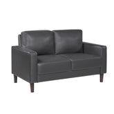 Modern Style Dark Gray Faux Leather Upholstered Love Seat Comfortable Cushion Back Seat Solid Wood Living Room Furniture 1pc