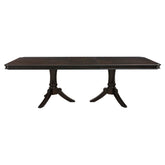 Double Pedestal Base Dark Cherry Finish 1pc Dining Table with Extension Leaf Wooden Furniture 96-inch Table