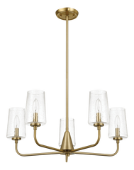 Dazzle Five Lights Chandelier With Clear Seeded Glass -Satin Brass