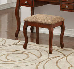 Classic 1pc Vanity Set w Stool Cherry Color Drawers Open-up Mirror Bedroom Furniture Unique Legs Cushion Seat Stool Vanity