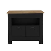 Kitchen Island Geneva, Black / Macadamia
