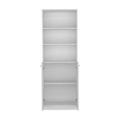Vinton 2-Door Bookcase with Upper Shelves, White