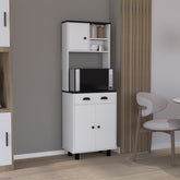 DEPOT E-SHOP Waco 67" H Kitchen Pantry with Two Cabinets, Two Open Shelves, and One Drawer,White/Black