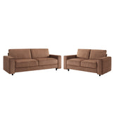 Modern Minimalist Style Corduroy Sectional Sofa 2-Piece Set, Brown, Suitable for Daily Home Use