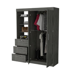 Tempe 3 Drawers Armoire, 3-Tier Shelf, 2-Door
