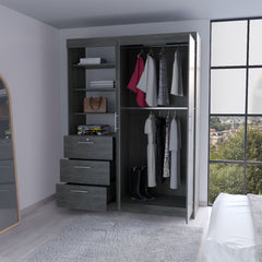 Tempe 3 Drawers Armoire, 3-Tier Shelf, 2-Door