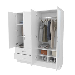 Hilda Wardrobe Multistorage with Two Mirrors, White