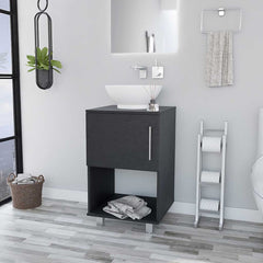 Malibu Single Bathroom Vanity, Single Door Cabinet, One Open Shelf