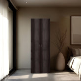 FM FURNITURE Basin 2-Door Tall Wardrobe Cabinet 66.9 inchH, Bedroom, Stained Walnut