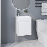 FM FURNITURE Florence Bathroom Floating Vanity with Sink, 1 Door, White
