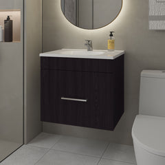 Story Floating Bathroom Vanity Set with Sink, One Drawer Wengue