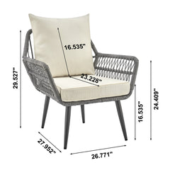 3-Piece Conversation Set in Gray and Cream