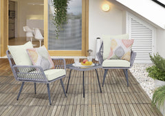 3-Piece Conversation Set in Gray and Cream