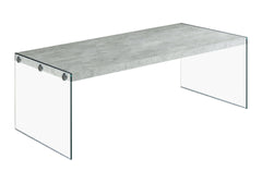 Coffee Table, Accent, Cocktail, Rectangular, Living Room, 44"l, Grey Laminate, Clear Tempered Glass, Contemporary, Modern