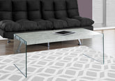 Coffee Table, Accent, Cocktail, Rectangular, Living Room, 44"l, Grey Laminate, Clear Tempered Glass, Contemporary, Modern