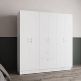Kibo 6 Doors Armoire, One Drawer, Rod, Seven Interior Shelves, White -Bedroom