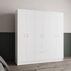 Kibo 6 Doors Armoire, One Drawer, Rod, Seven Interior Shelves, White -Bedroom