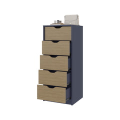 Dresser 42.4 inch H, 1 Drawer, 5 Shelves, Alby Blue / Natural Oak - Bedroom