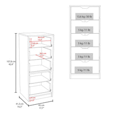 Dresser 42.4 inch H, 1 Drawer, 5 Shelves, Alby Blue / Natural Oak - Bedroom