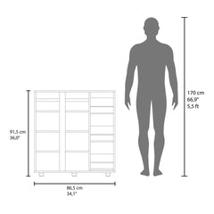Shoe Rack 36" H, 2 Doors, 11 Shelves, White - Bedroom