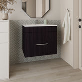 Bathroom Vanity with Sink, 1 Drawer, Black Wengue