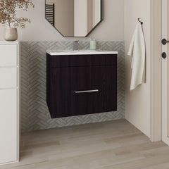 Bathroom Vanity with Sink, 1 Drawer, Black Wengue