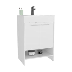 Bathroom Vanity with Sink, 2 Doors, 2 Shelves, White