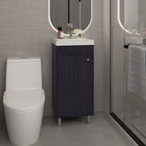 Bathroom Vanity with Sink, 1 Door, 4 Legs, 2 Shelves, Black Wengue