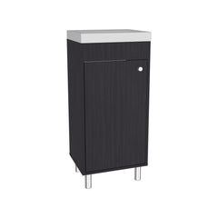 Bathroom Vanity with Sink, 1 Door, 4 Legs, 2 Shelves, Black Wengue