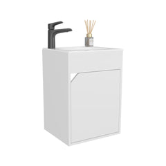 Bathroom Vanity with Sink, 1 Door, White