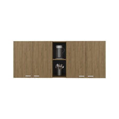 Wall Cabinet 24" H, Four Doors, Two Open Storage Shelves, Two Internal Shelves, Internal Dish and Glass Organizer