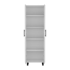Multistorage Cabinet 71"H, Five Internal Shelves, Two Doors, White