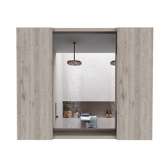Medicine Double Door Cabinet 19" H, One External Shelf, Light Gray