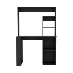 Writing Computer Desk with Storage Shelves and Hutch, Black