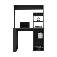 Writing Computer Desk with Storage Shelves and Hutch, Black