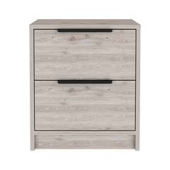 Modern Nightstand 19" H, Two Drawers, Light Gray