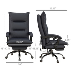 High-End Dark Gray Office Recliner with Adjustable Footrest - Luxury Craftsmanship for Professionals Seeking All-Day Comfort