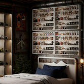 Wall-Mounted Display Case,5-Tier Display Cabinet with 2 Glass Doors and Adjustable Shelves