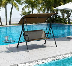 Outdoor Patio Swing Chair, Steel Frame Stand, Adjustable Tilt Canopy for Patio, Garden