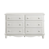 Classic Traditional White Finish 6 Drawers Dresser 1pc Decorative Accents Wooden Bedroom Furniture Turned Feet