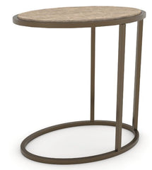 Metal/Wood Top Chairside Table - Toffee