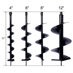 Auger Drill Bit for Planting Hole, Bulb Bedding Digging Post Hole Planting Tool for 3/4" Shaft Auger,Hole Digger Replacement Auger Bits Earth Auger Digging Bit 4 4IN+6IN+8IN+12IN